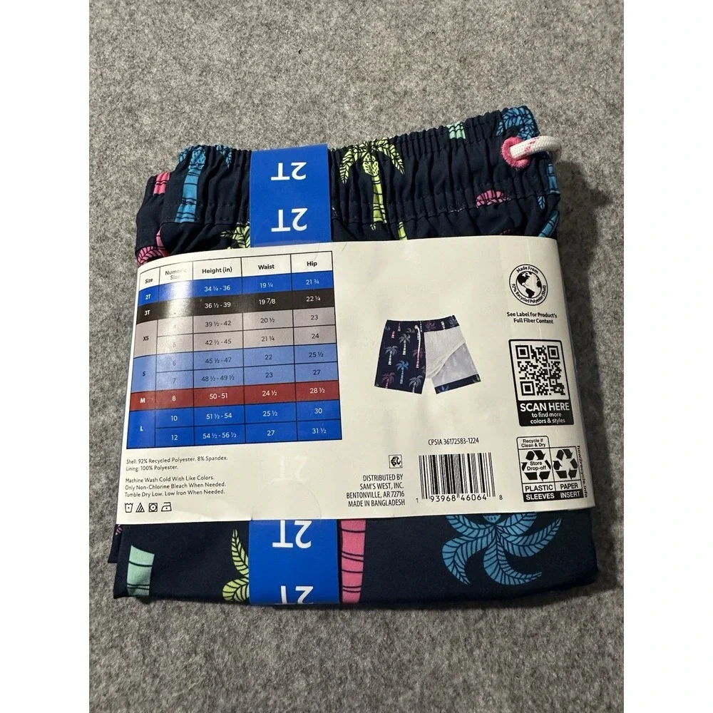 Boys‎ Resort Swim Trunks With Built-In Liner By Member's Mark 2T Palm Tree Theme